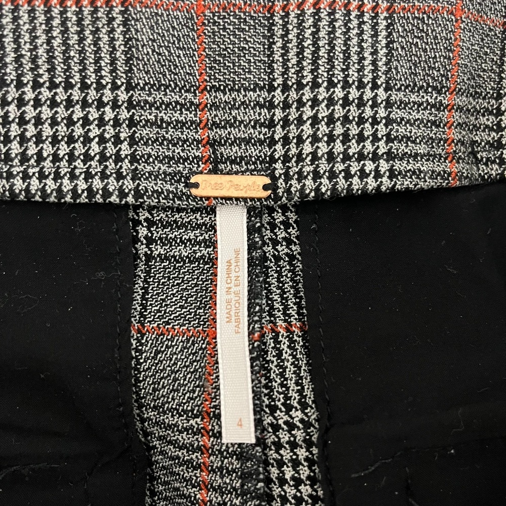 Free People Pants Women's Size 4 Gray Plaid Straight Leg Flat Front - Picture 8 of 10